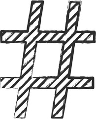 Obraz premium Sketch chalk style sans serif font handdrawn art. Chalked contour thin punctuation marks ans symbols, filled with chalky lines. Decoration chalk dash elements for chalk board classroom design