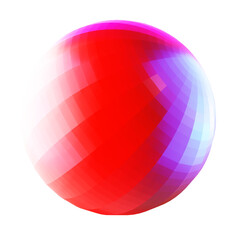 3d kaleidoscope sphere in opal stained glass material. Red gradient color png circle element. 