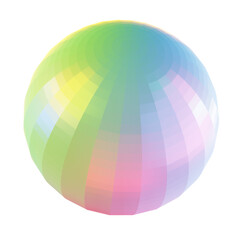 3d kaleidoscope sphere in opal stained glass material. Pastel gradient color png circle element.