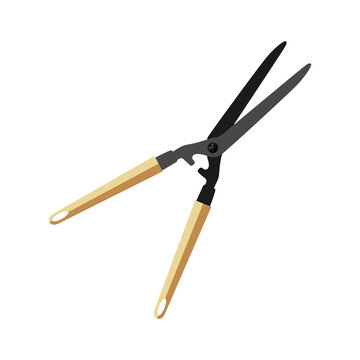 recommend clip art: Pruner. A color icon of a garden tool. Scissors for gardening, pruning trees and cutting bushes. Vector illustration isolated on a white background for design and web.