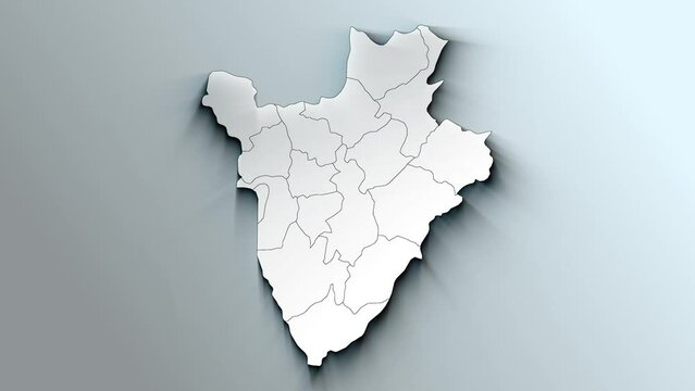 Modern White Map of Burundi