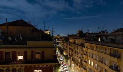 Dusk over Rome, Italy, with Frascati in the background - obrazy, fototapety, plakaty