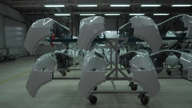 Car body parts in production