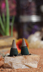Chakra Stones With Aloe Vera and Incense Cones on Australian Red Sand