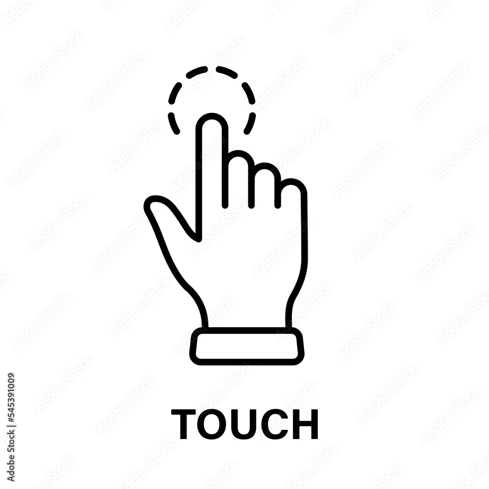 Poster touch gesture of computer mouse. pointer finger black line icon. cursor hand linear pictogram. click