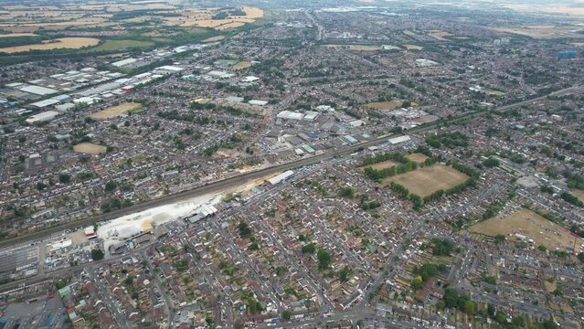 Aerial View of Luton City from High Altitude
