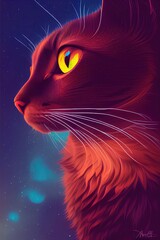 portrait epic cat closeup digital oil painting illustration arts