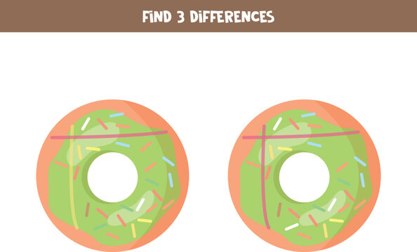 Find Three Differences Between Two Cute Donuts.