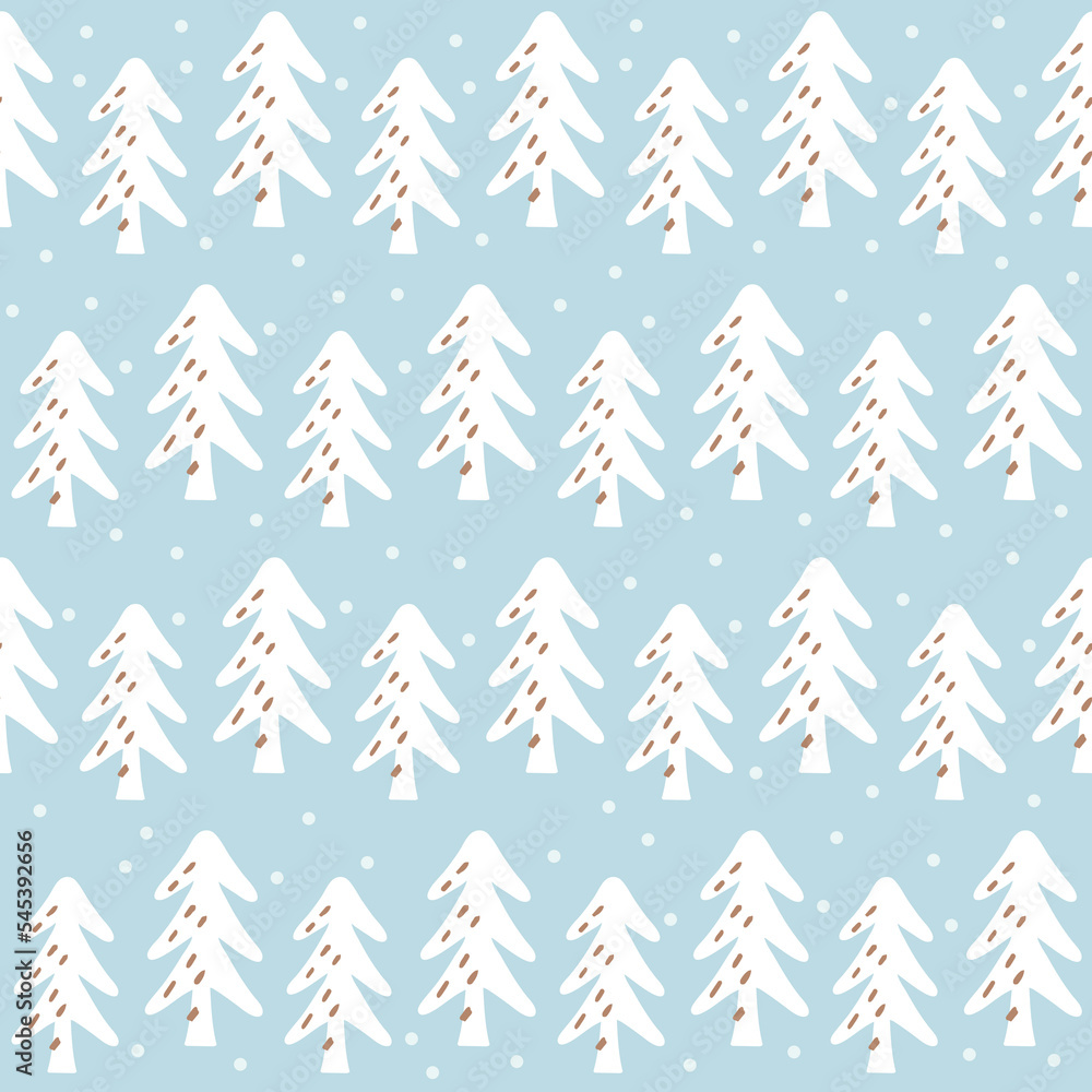 Canvas Prints vector seamless pattern with hand drawn christmas trees