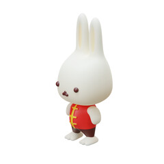 Fototapeta premium Isometric 3D Render Chinese Rabbit Character 01