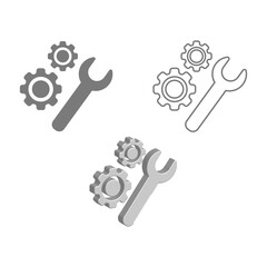 Setting icon vector illustration, gear with wrench setting.