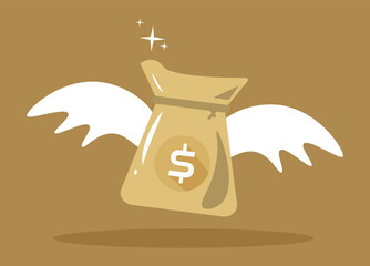 flying money bag, vector, bag