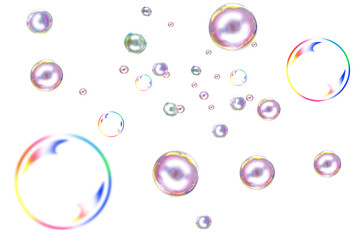 Lots of soap bubbles isolated on a white background.