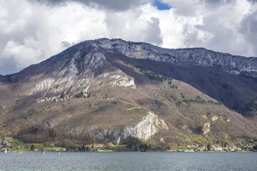 Beautiful landscape view of Annecy Lake from Col de la Forclaz de Montmin (1,150 m). Haute-Savoie,...