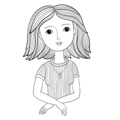 Portrait of a girl with  crossed arms in black and white colors