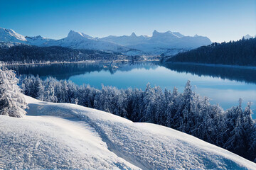 Gorgeous winter lake, digital art