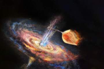 Black hole is eating a star. Elements of this image furnished by NASA. - 545395620