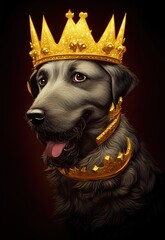  epic royal dog with crown digital oil painting illustration arts