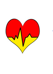 Mein Herz schlägt für das Burgenland: Burgenländische Fahne in Herzform mit Herzschlag