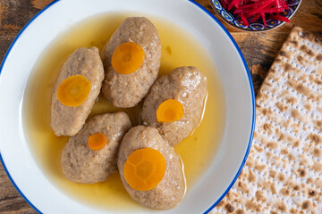 Gefilte fish for Jewish holiday Pesach or Passover.
