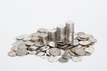 Money coin on white blackground