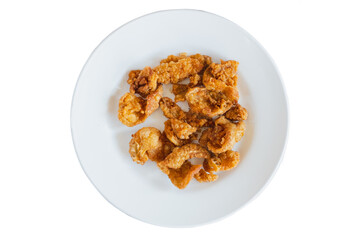 fried chicken skin isolated on white blackground