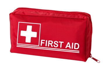 Red First Aid Kit isolated on transparent background - obrazy, fototapety, plakaty