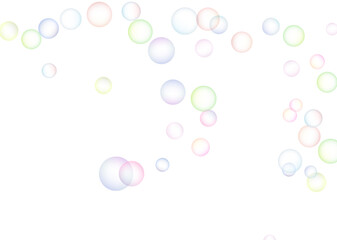 Soap bubbles randomly flew on a white background. Background design. Vector