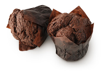 Two dark chocolate muffins