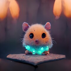 Illustration about cute hamster with forest. Made by AI.