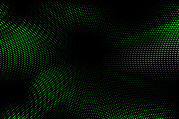 Obraz premium Halftone texture with green dots on a black background. Minimalism, vector. Background for posters, sites, business cards, postcards, interior design