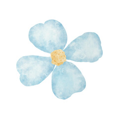 Blue flower bloom watercolor painting illustration 