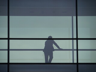 Obraz na płótnie Canvas silhouette of a person in a corridor