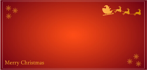 Naklejka na ściany i meble 高級感のある赤色のクリスマス背景。横長、バナー、クリスマスバナー。サンタさんとトナカイ。ベクター