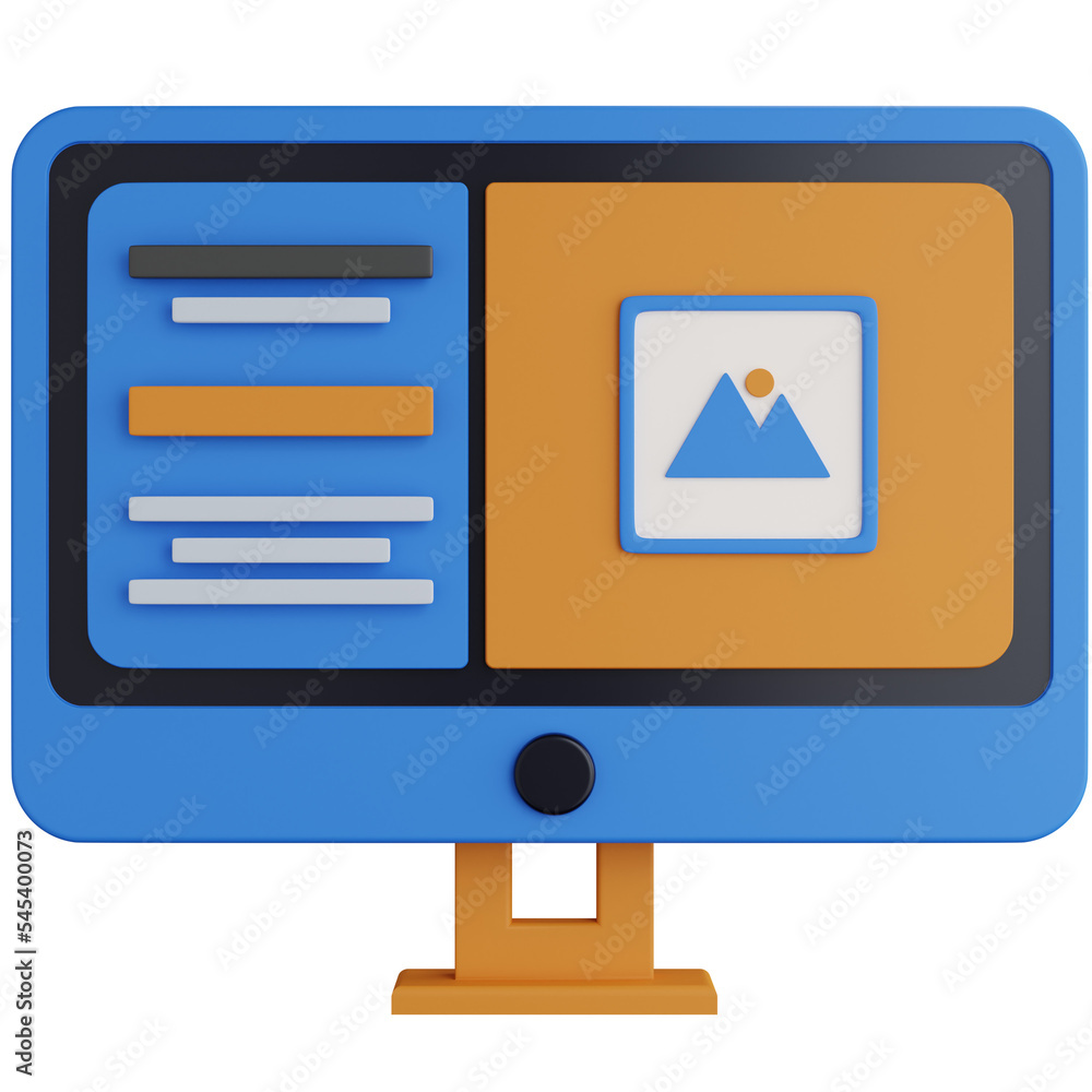 Poster 3d rendering computer with illustration of register screen isolated