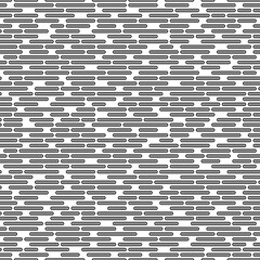 Seamless linear horizontal vector pattern in black color isolated on white background. Seamless vector texture of lines and rectangles with rounded ends.