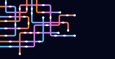 Circuit connect lines and dots. Network technology and Connection concept. Decentralized network nodes connections