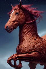 Obraz na płótnie Canvas ornament horse on the closeup oil painting illustration arts 