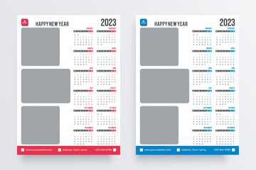 Calendar for 2023. Wall calendar design 2023 year. - obrazy, fototapety, plakaty