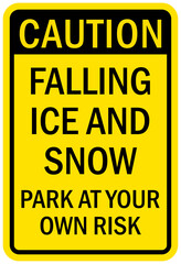Falling ice and snow warning sign