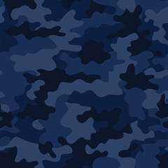 
Dark blue vector camouflage military texture disguise, seamless pattern.