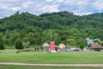 Loznica, Serbia - July 11, 2022: The ethnic village of Suncana Reka.