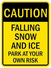 Falling ice and snow warning sign