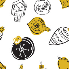 Christmas toy pattern hand draw. Vector illustration