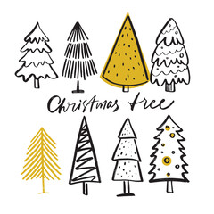 Hand draw christmas set . Vector illustration