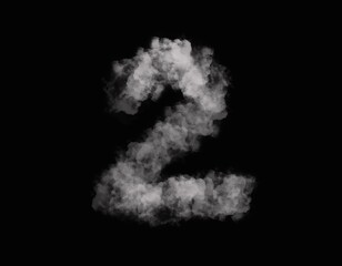 realistic smoke 2 number spreading on dark background