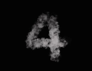 realistic smoke 4 number spreading on dark background