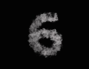 realistic smoke 6 number spreading on dark background