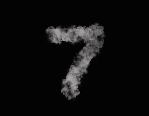 realistic smoke 7 number spreading on dark background