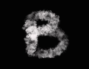 realistic smoke B alphabet spreading on dark background